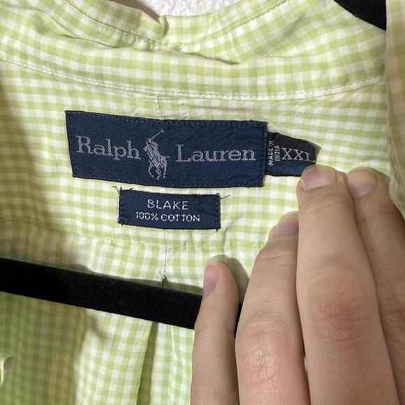 Ralph Lauren Blake Green Gingham Button Down Shirt XXL - Picture 3 of 4